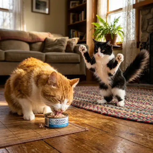 Cat Nibbling on Tuna Fish & Ecstatic Dance Scene