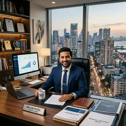 Successful South Asian Entrepreneur in Office
