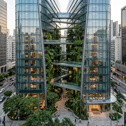 Urban Hotel Blending Nature with Transparent Design