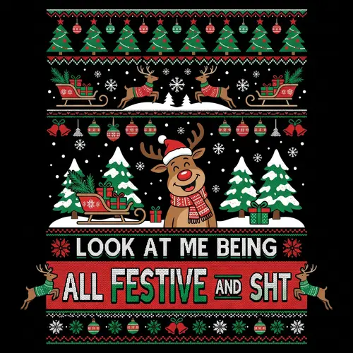 Festive Holiday Sweater Inspired Vector Illustration