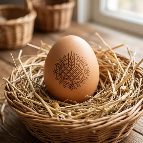 Intricate Modern Design on Rustic Egg - Symbolism Rendered