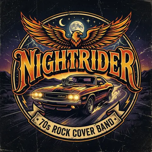 NIGHTRIDER: 70's Rock Cover Band Logo