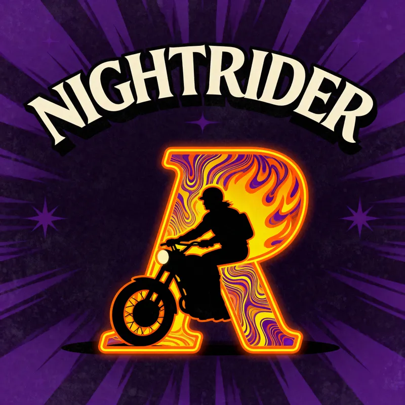 NIGHTRIDER: 70's Rock Cover Band Logo
