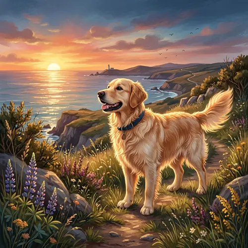 Medium-sized Golden Retriever Enjoying Sunset | Website