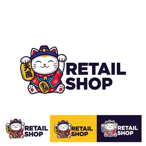Vector Mascot Shop Logo & Maneki Neko