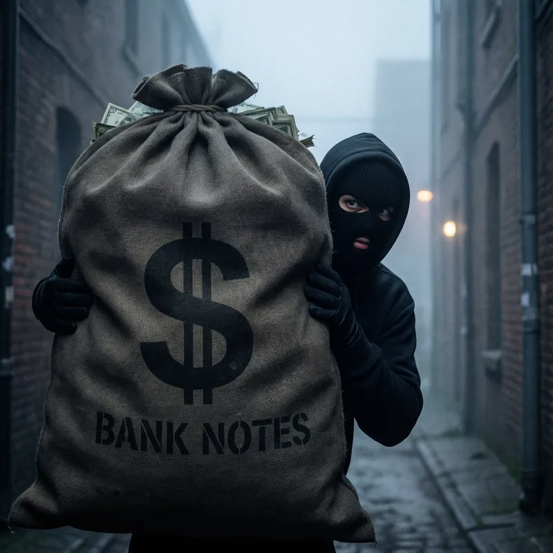 Giant Money Bag & Bandit: A Unique Visual