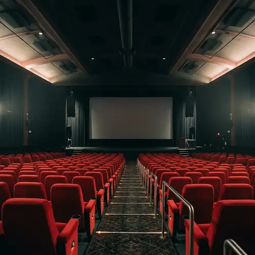 Empty Movie Theater Atmosphere | Plush Seats | Dim Lighting