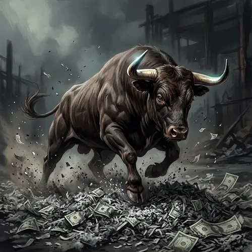 Resilient Bull Rising from Unique Shredded Currency Ashes
