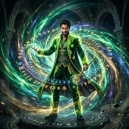 Elegant Middle-Eastern Man in Emerald Green Suit | Supernatural Energy