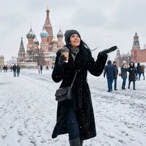 Glamorous Female in Russian Winter Scene Realism Art