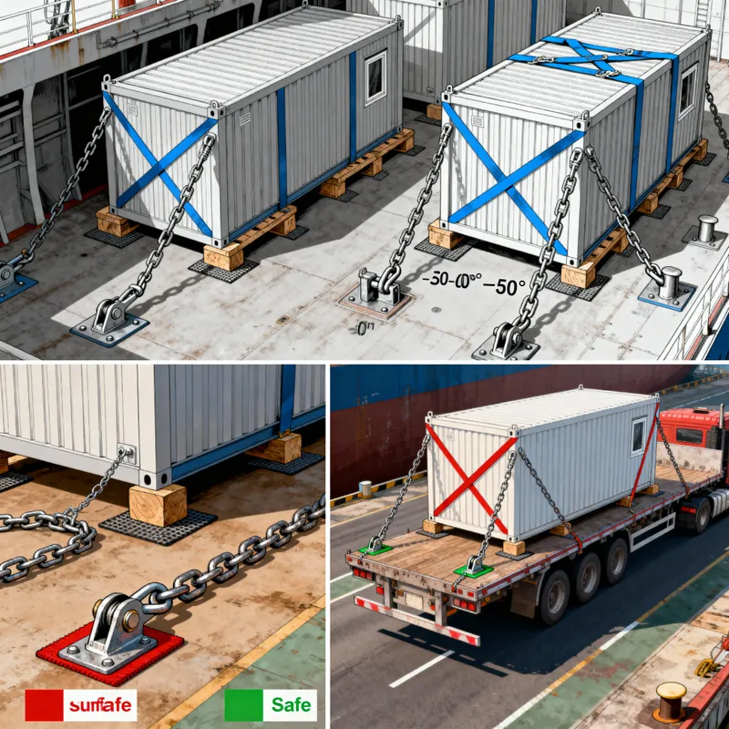 Cargo Ship Hold: Secure Modular Unit Lashing