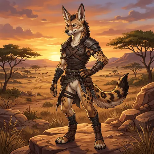 Male Slender Jackal/Hyena Furry Character