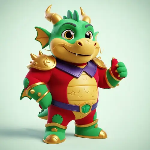 Cute Pixar-Style Dragon Mascot for Kids