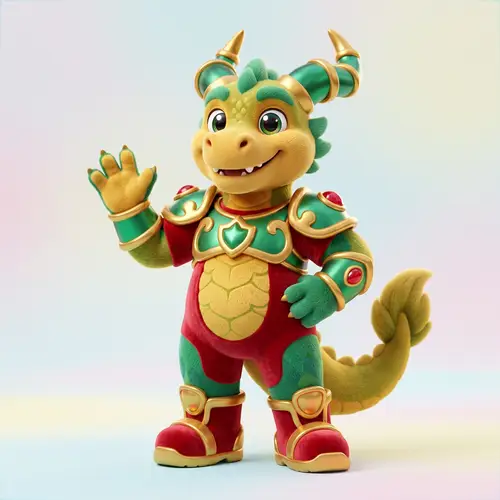 Cute Pixar-Style Dragon Mascot for Kids