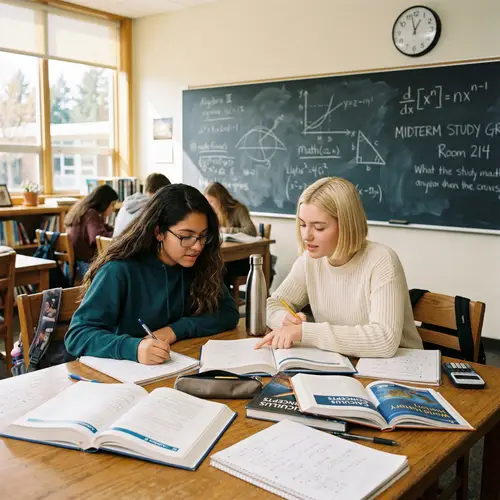 Diverse Students Collaborating in Bright School Setting
