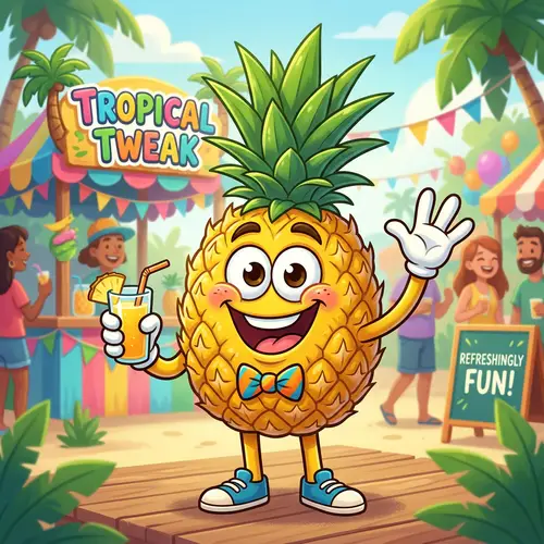 Colorful Cartoon Pineapple Mascot for Imaginary Brand