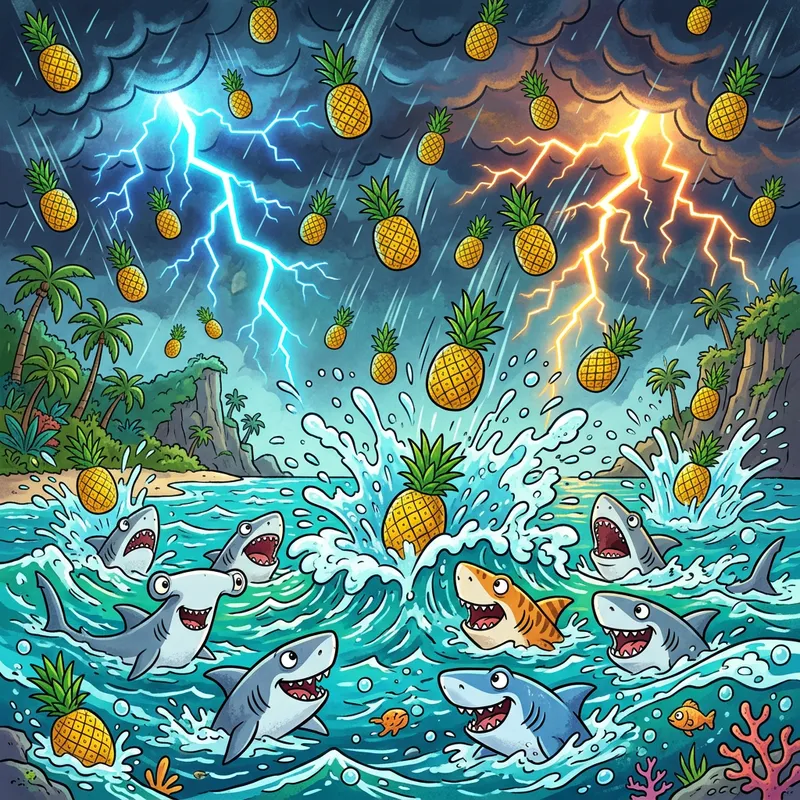 Colorful Pineapple Storm | Tropical Shark Infested Waters