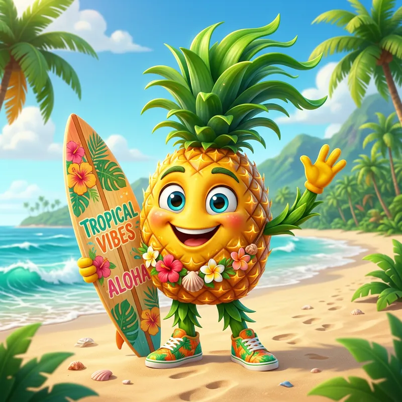 Cool Cartoon Pineapple Mascot Without Sunglasses