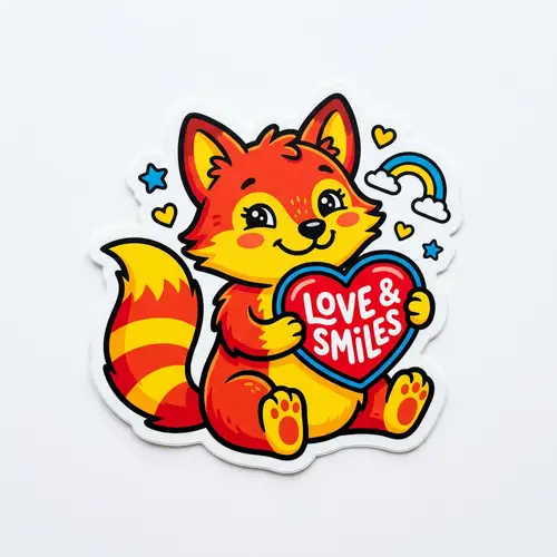 Adorable Vector Sticker in Primary Colors - Photorealistic Design