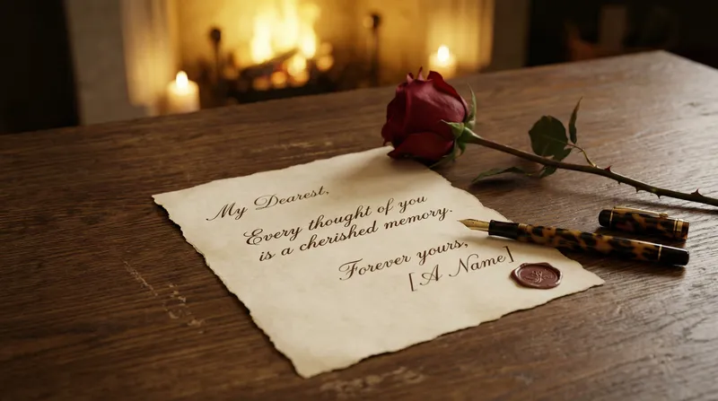 Elegant Handwritten Love Letter in Romantic Setting