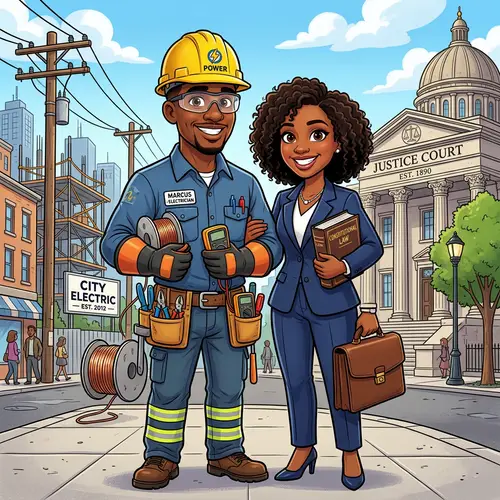 Brown-Skinned Electrician & Lawyer Couple Illustration