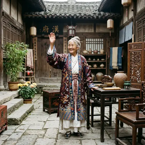 Elderly Chinese Woman in Han Dynasty Period Attire | Historic Ambiance