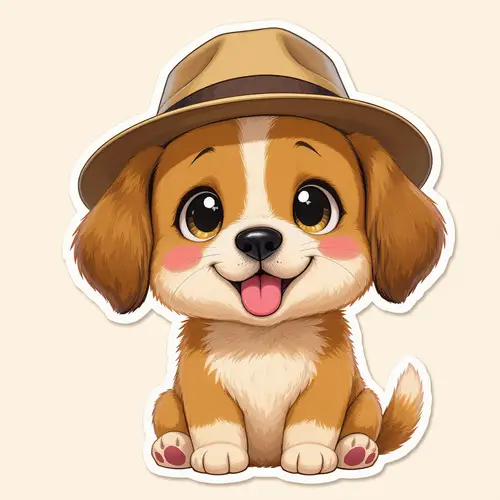 Adorable Cartoon Dog in a Hat