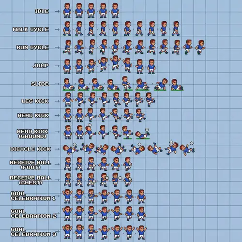 Soccer Sprite Sheet: Pixel Art Animation Frames