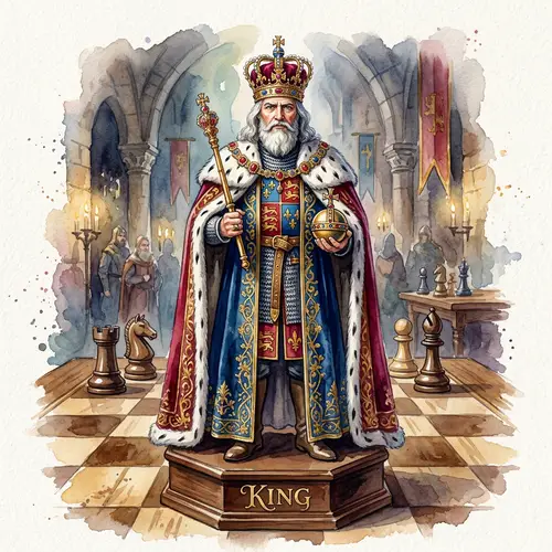 Watercolor Chess King Character Design | Story Illustrations
