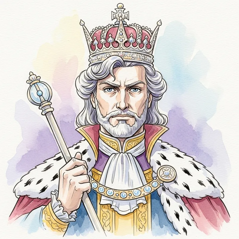 Watercolor Chess King Character Design | Story Illustrations Watercolor Chess King Character Design | Story Illustrations