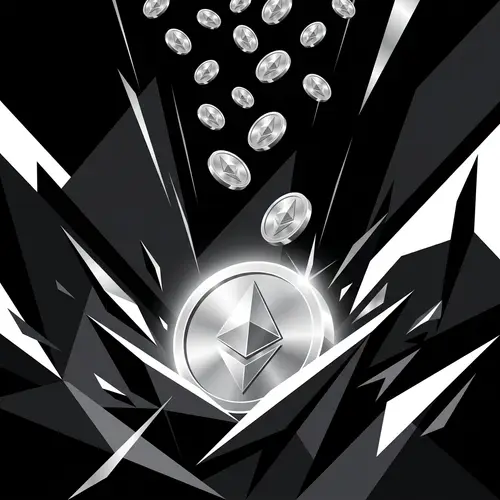 Cryptocurrency Airdrop: Abstract Geometric Scene with Shining Coins