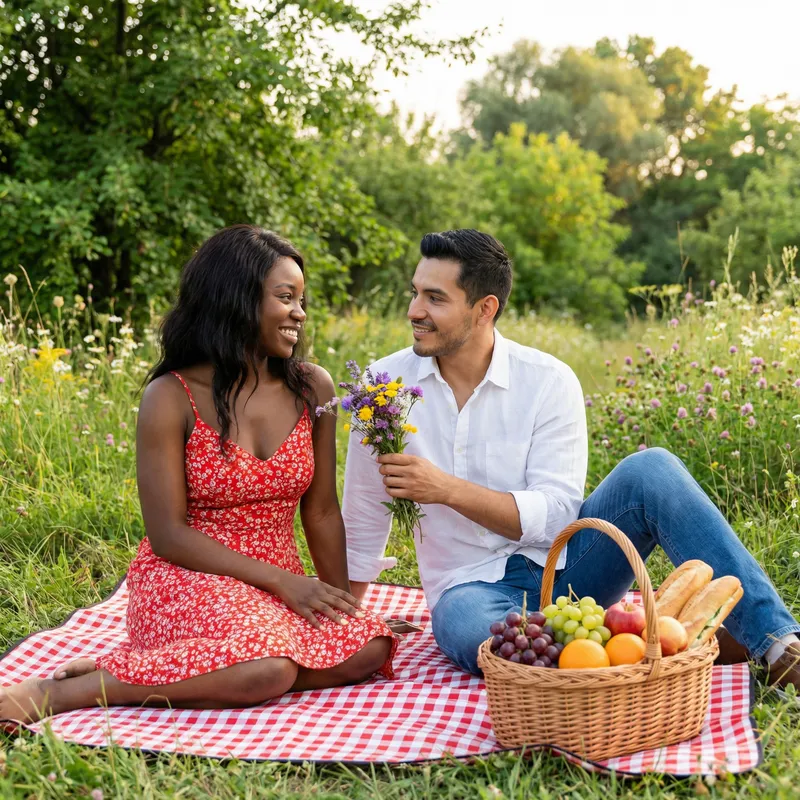Romantic Outdoor Scene: A Couple's Bliss