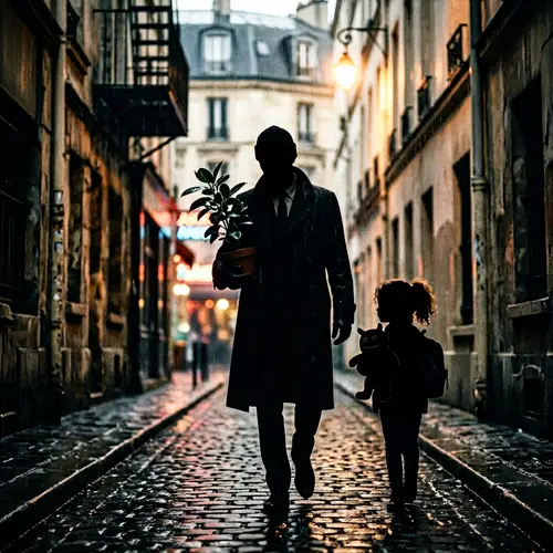 Shadowy Silhouette Composition: French Hitman & Young Girl Plotline