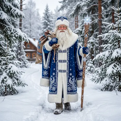 Ded Moroz - Slavic Holiday Figure with Magical Staff