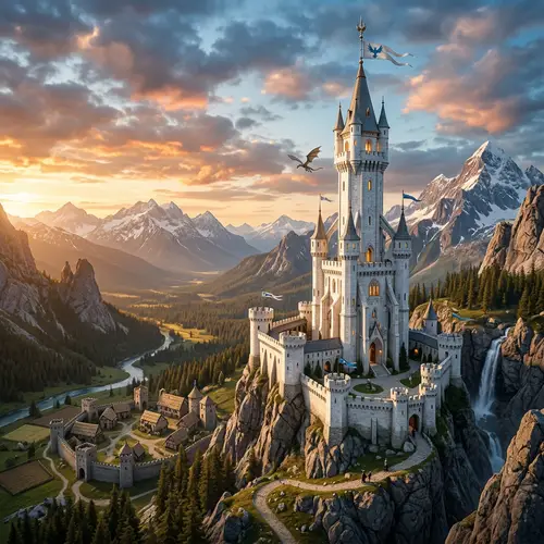 Fantasy Medieval White Tower Design