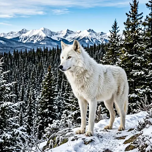 Magnificent Adult Wolf in Wild - Snowy White Fur & Sharp Eyes