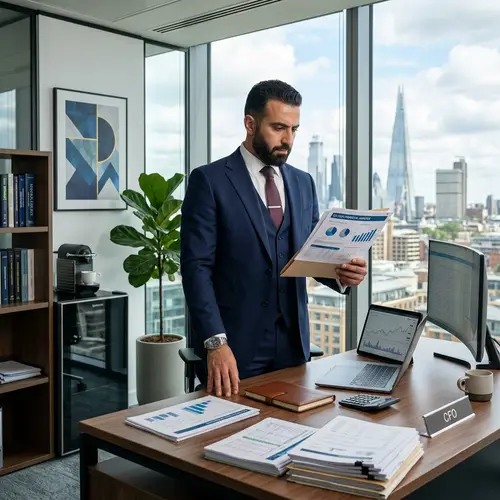Professional Middle-Eastern Male Financial Director in Modern Office