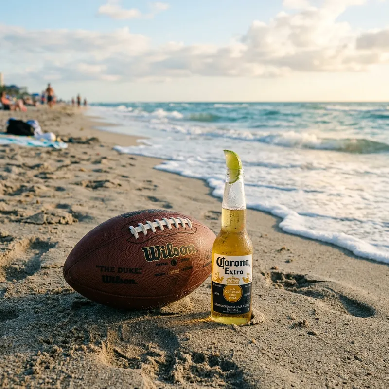 Beach Soccer Ball & Cold Beer – Relax by the Sea
