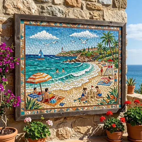 Stunning Mosaic Design Beach Scene Art