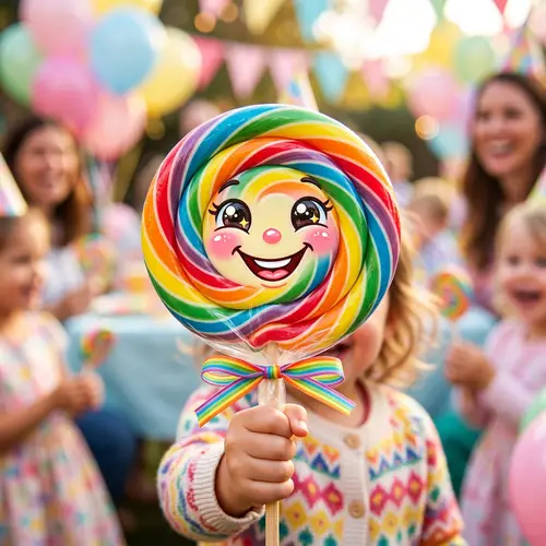 Joyous Swirl Lollipop - Vibrant and Cheerful Imagery