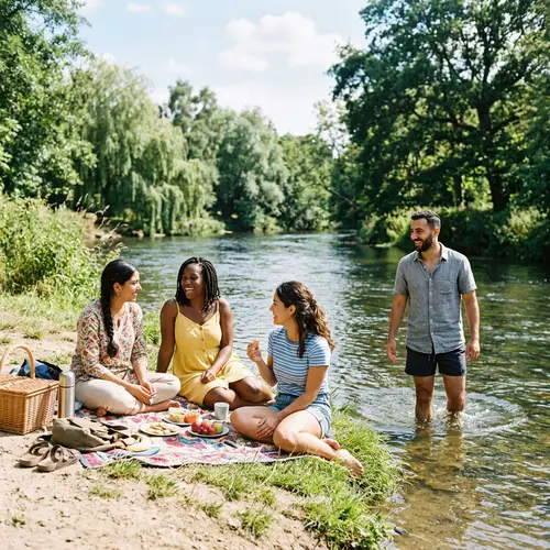 Diverse Group Enjoying a Sunny Day at the River