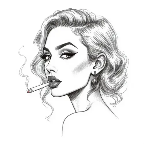 Expressive Black and White Female Profile Sketch