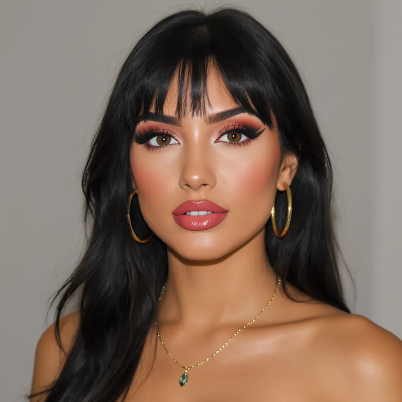 Realistic Female Portrait with Gold Jewelry