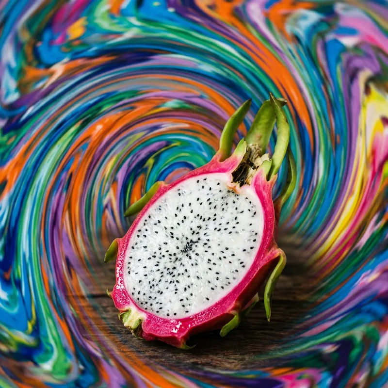 Stunning Dragon Fruit with 3D Swirl Background