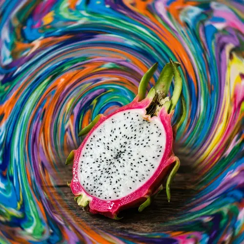 Stunning Dragon Fruit with 3D Swirl Background