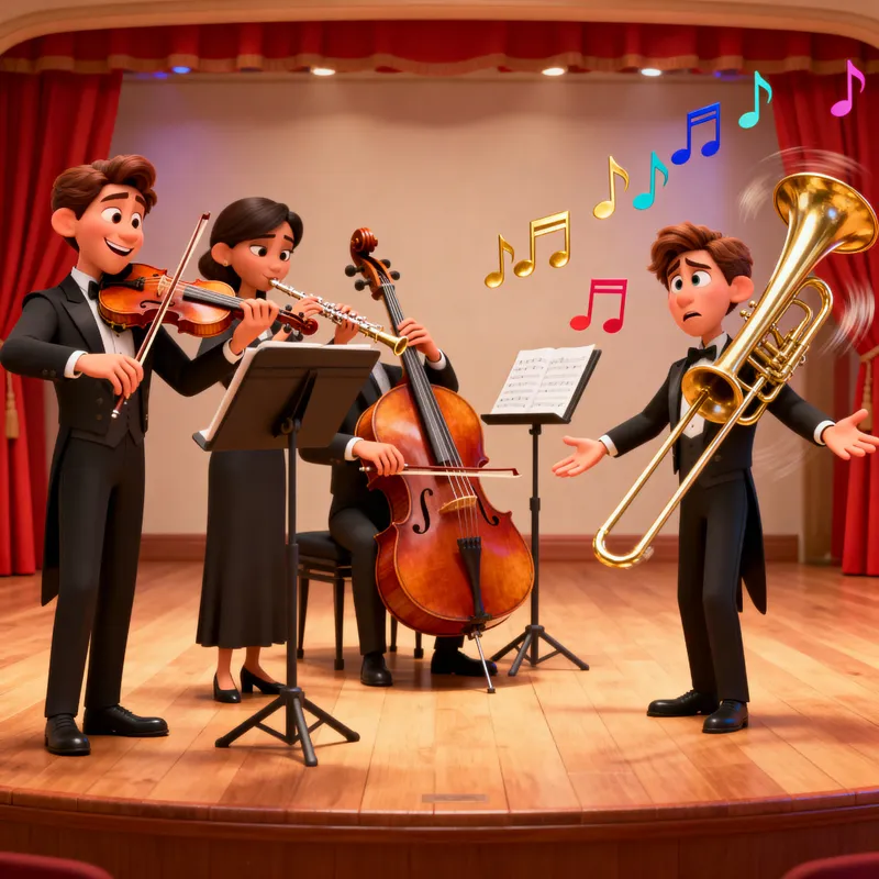 3D Pixar Orchestra Animation: Harmonious and Discordant