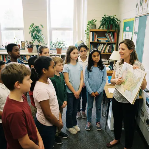 Students Engaged with Teacher in Classroom