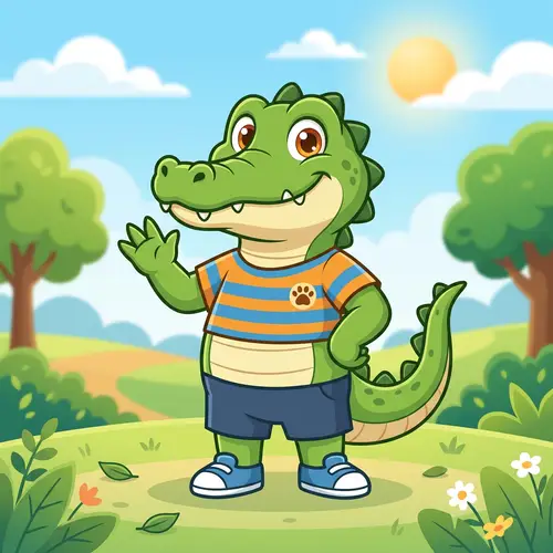 Friendly 2D Crocodile Mascot Design