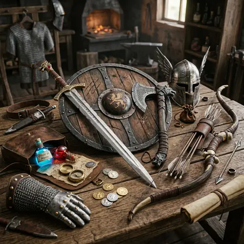 Fantasy RPG Character Items & Weapons - Detailed Textures