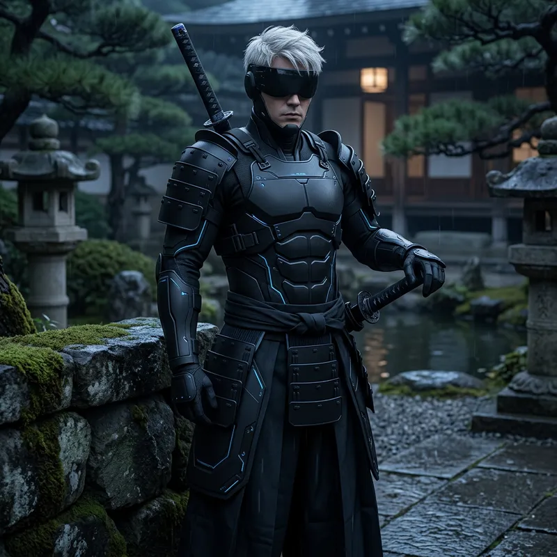 Male YoRHA Android with Wise White Hair from Nier Automata